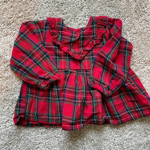 Baby girl Carters holiday tops plaid Christmas blouses long sleeve size 9 months - Picture 2 of 10